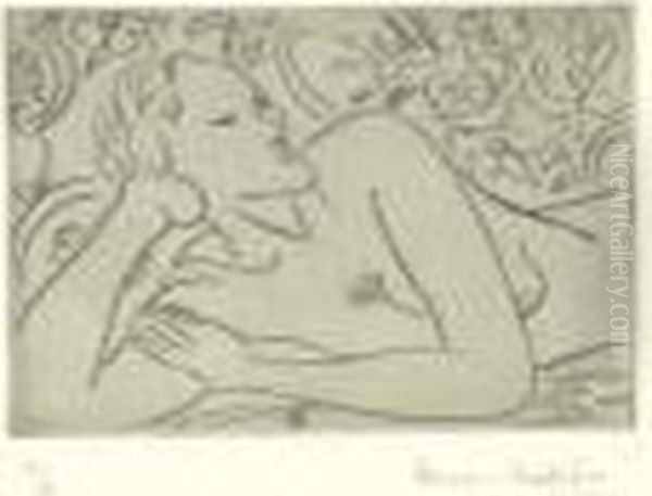 Torse, Fond Fleuri (d. 100) Oil Painting by Henri Matisse