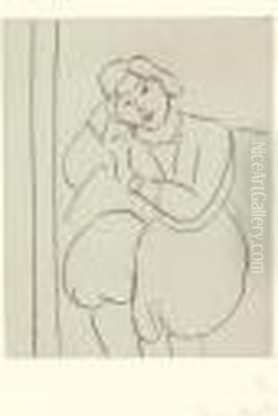 Figure Assise, La Tete Appuyee Sur La Main Droite (d. 150) Oil Painting by Henri Matisse