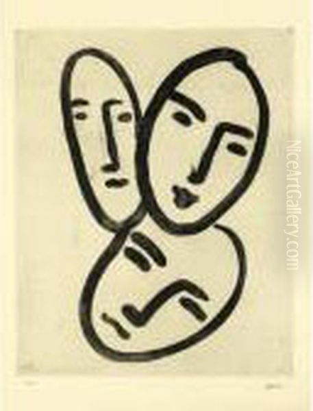 Trois Tetes. A L'amitie (d. 824) Oil Painting by Henri Matisse