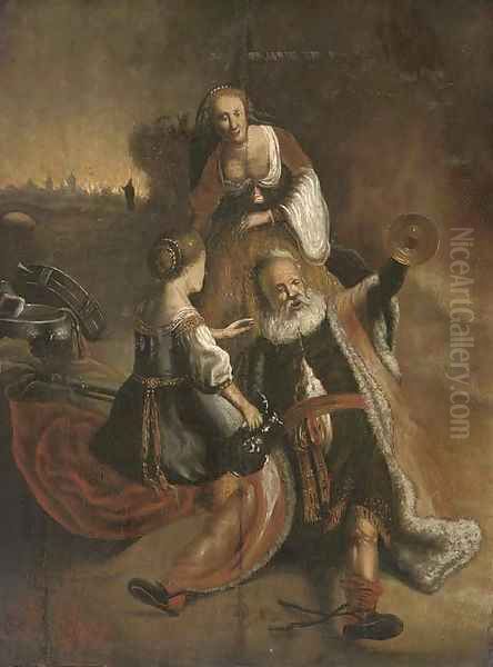 Lot and his daughters Oil Painting by Willem De Poorter