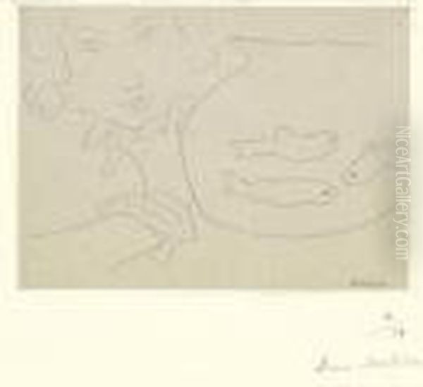 Visage De Jeune Femme Et Bocal Aux Trois Poissons (d. 169) Oil Painting by Henri Matisse