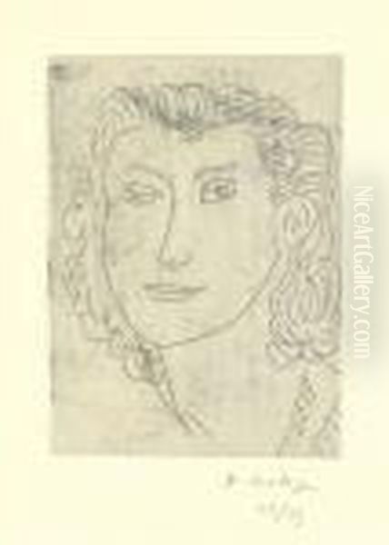 Visage De Trois-quarts (d. 297) Oil Painting by Henri Matisse