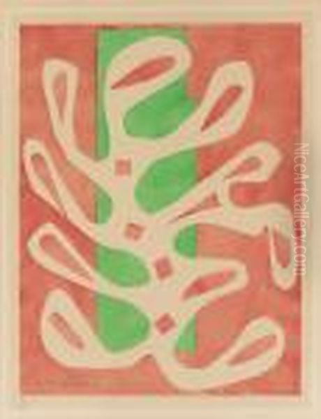 Algue Blanche Sur Fond Rouge Et Vert Oil Painting by Henri Matisse