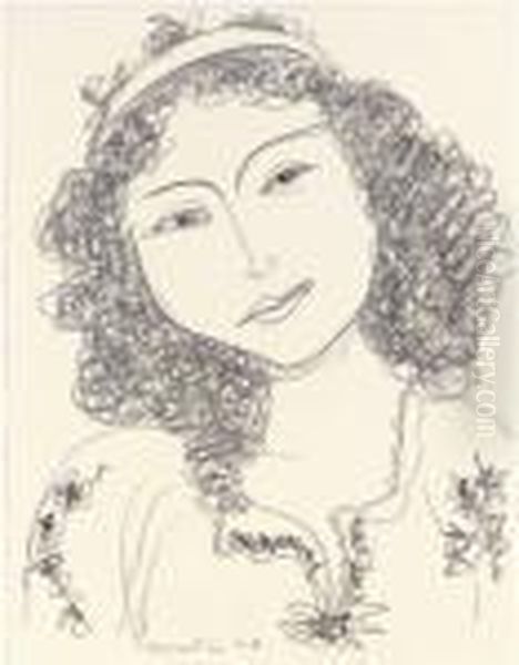 Tete, Blouse Brodee Oil Painting by Henri Matisse