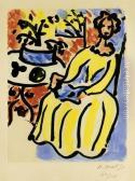 Marie-jose En Robe Jaune (d. 817) Oil Painting by Henri Matisse