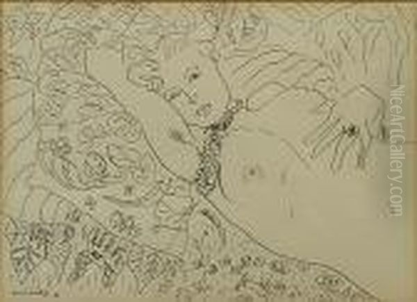 Liggend Naakt Tussen De Bloemen.
 Nu Couche Entre Les Fleurs Oil Painting by Henri Matisse