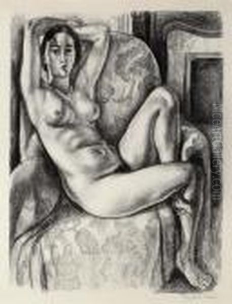 Nu Au Coussin Bleu A Ca'ta D'une Cheminae Oil Painting by Henri Matisse