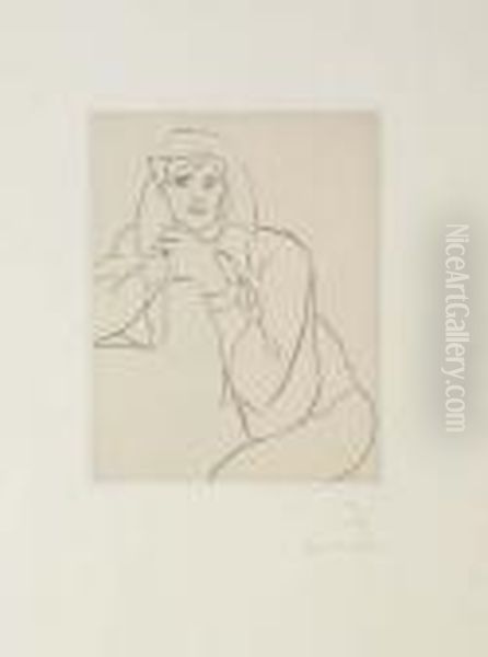 Jeune Femme Les Mains Jointes Sur Le Dossier D'un Meuble Oil Painting by Henri Matisse