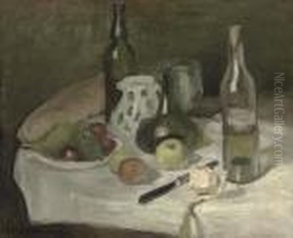 Nature Morte Avec Fruits Et Bouteille Oil Painting by Henri Matisse