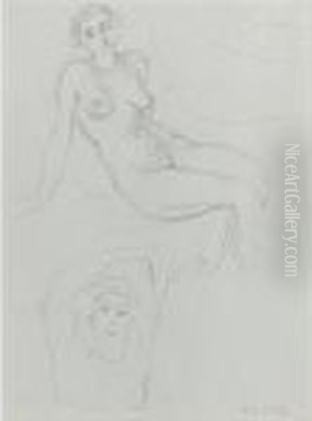Etude De Nus: A Double-sided Drawing Oil Painting by Henri Matisse