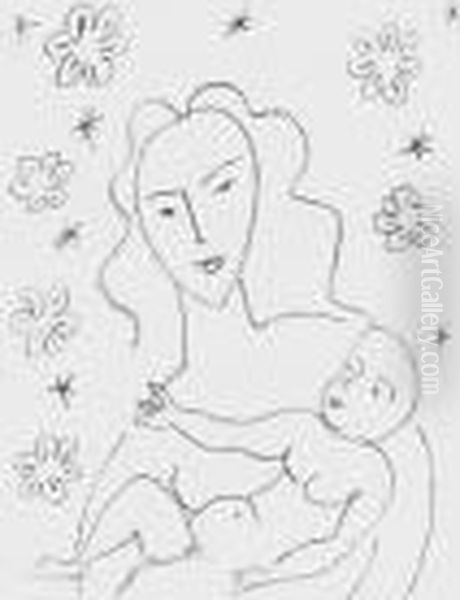 Vierge Et Enfant Sur Fond De Fleurs Et D'etoiles Oil Painting by Henri Matisse