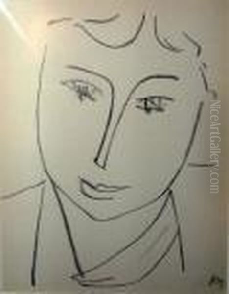 'portrait', Lithograph, 
Initialled In The Plate, Published 1958 By Verve, 26cm X 20cm, Framed Oil Painting by Henri Matisse