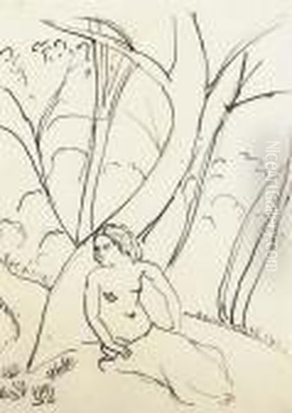 Femme Nue Assise Au Pied D'un Arbre Oil Painting by Henri Matisse
