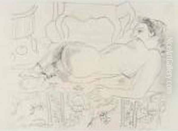 Nu Couche Sur Sol Fleuri (d.503) Oil Painting by Henri Matisse