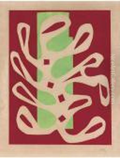 Algue Blanche Sur Fond Rouge Et Vert Oil Painting by Henri Matisse