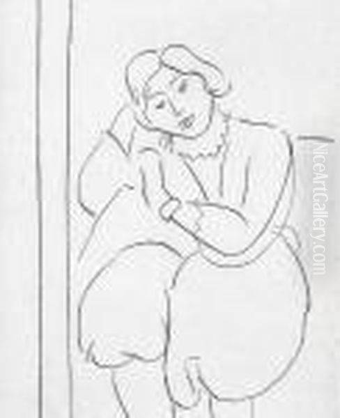 Figure Assise,la Tete Appuyee Sur La Main Droite Oil Painting by Henri Matisse