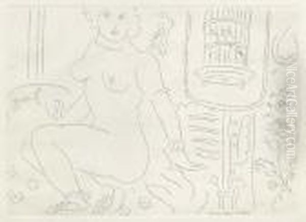 Sitzender Akt Neben Sittichkafig. 1929. Oil Painting by Henri Matisse