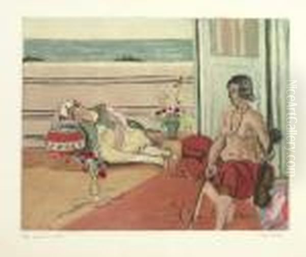 Odalisque Sur La Terrasse, By Jacques Villon (d. I; Ginestet &pouillon E633) Oil Painting by Henri Matisse