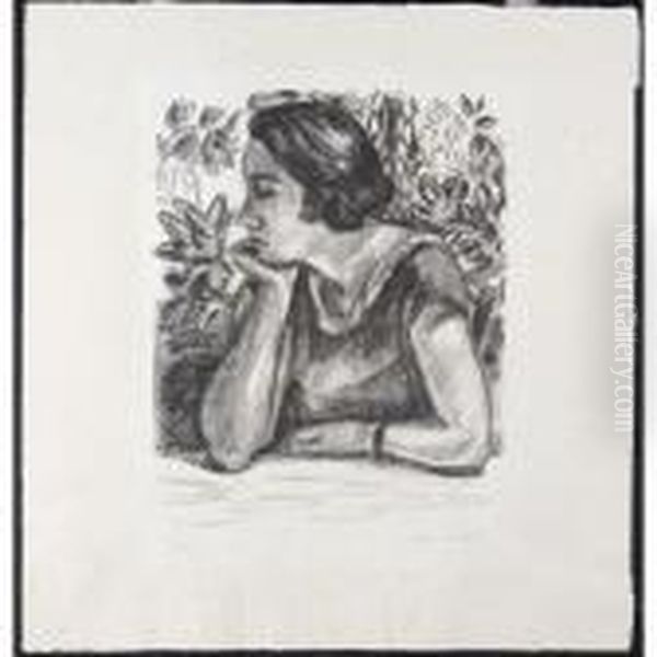 Visage De Profil Reposant Sur Un Bras, Paravent Louis Xiv (d. 447) Oil Painting by Henri Matisse