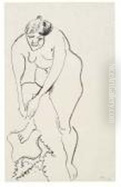 Nu Au Pied Droit Sur Un Tabouret Oil Painting by Henri Matisse