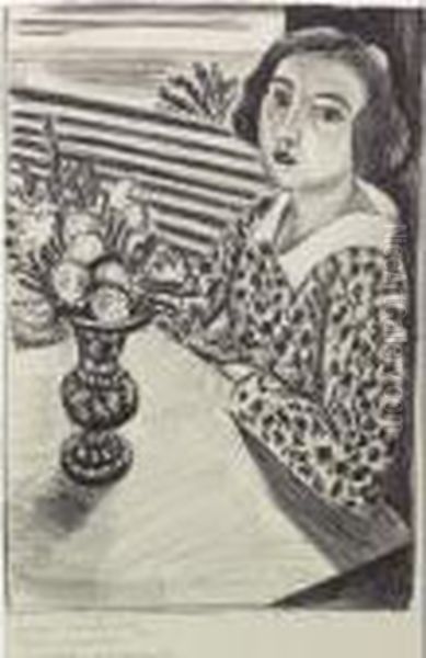 Jeune Fille Assise Au Bouquet De Fleurs (d. 438) Oil Painting by Henri Matisse