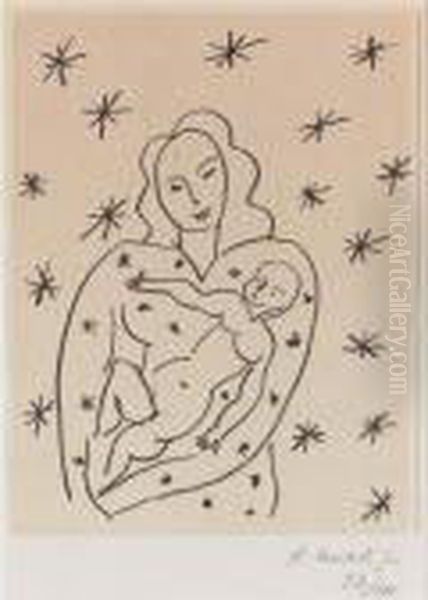 1869-1954
 Vierge Et Enfant Sur Fond Etoile (d. 647) Oil Painting by Henri Matisse