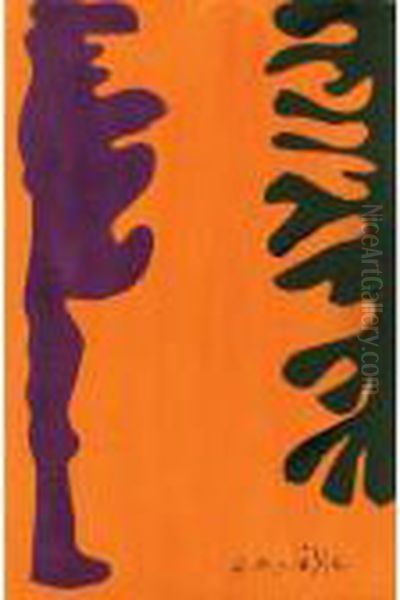 Arabesques Noires Et Violettes Sur Un Fond Orange Oil Painting by Henri Matisse