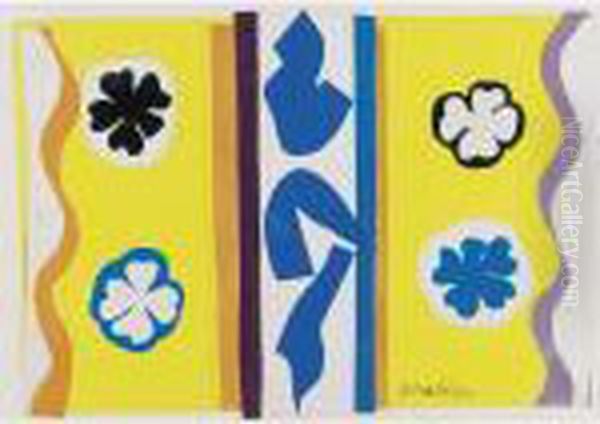 Les Quatre Rosaces Aux Motifs Bleus Oil Painting by Henri Matisse