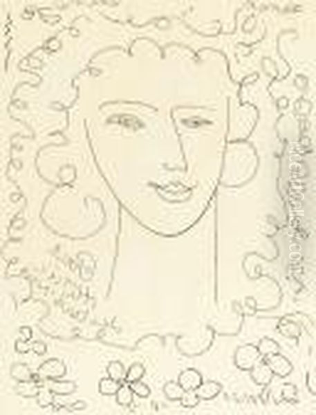 Jeune Fille Souriant Et Fleurs Oil Painting by Henri Matisse