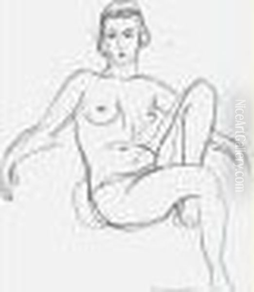 Nu Assis, Les Bras Etendus. 1925. Oil Painting by Henri Matisse