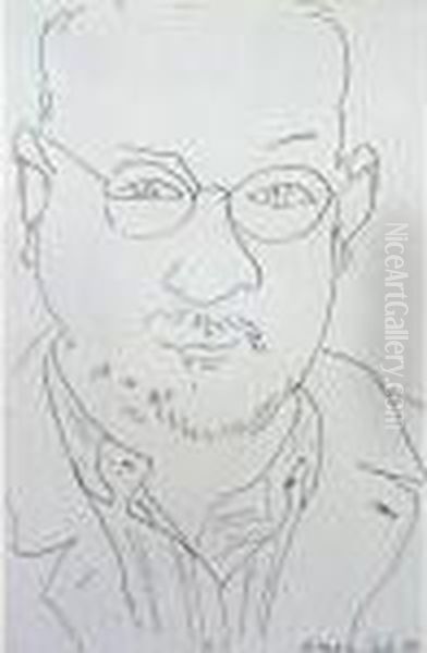 Autoportrait De Face, Chemise Ouverte Oil Painting by Henri Matisse