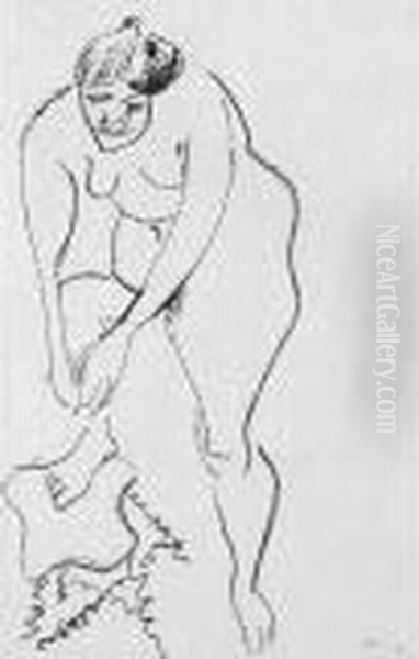 Nu Au Pied Droit Sur Un Tabouret (d. 404) Oil Painting by Henri Matisse