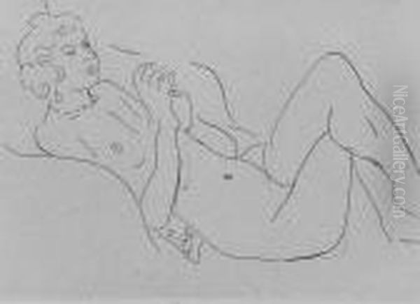 Nu Allonge, Les Jambes Repliees, Avec Un Collier (d. 113) Oil Painting by Henri Matisse