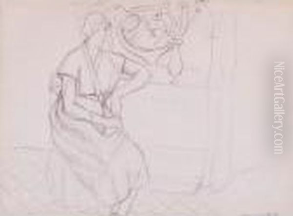 Femme Assise Avec Un Vase D'anemones Oil Painting by Henri Matisse