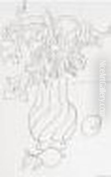 Vase De Fleurs Et Citrons Sur Un Entablement Oil Painting by Henri Matisse