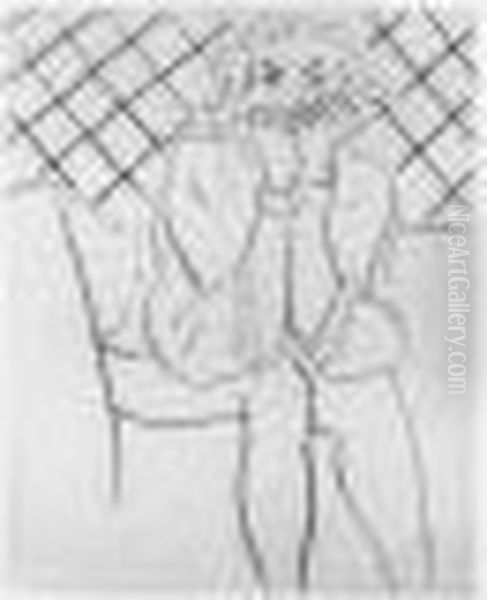 Figure Assise Mains Au Menton. 1929. Oil Painting by Henri Matisse