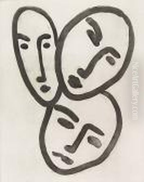 Trois Tetes. A L'amitie. Oil Painting by Henri Matisse