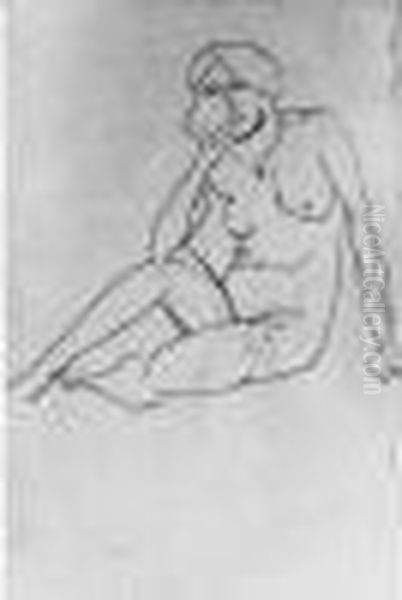 Figure Assise - Nu. 1914. Oil Painting by Henri Matisse