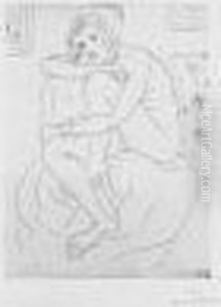 Nu Assis, Mains Aux Genoux. 1929. Oil Painting by Henri Matisse