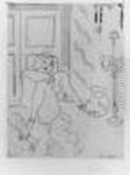 Nu Dans Un Interieur Avec Lampe Venitienne Et Poissons Rouges.
 1929. Oil Painting by Henri Matisse