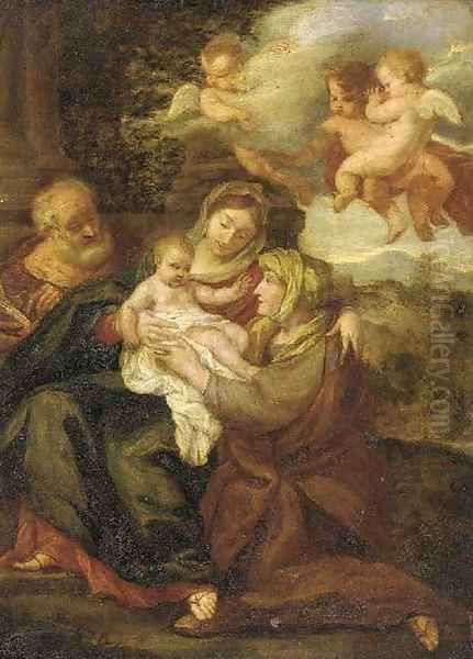 The Holy Family with Saint Elisabeth Oil Painting by Erasmus II Quellin (Quellinus)