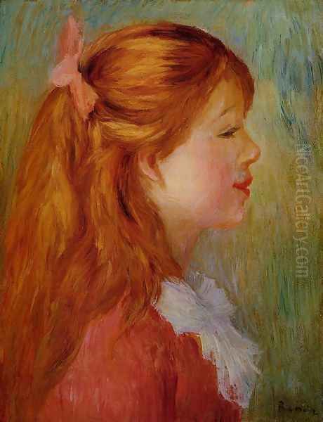 Young Girl With Long Hair In Profile Oil Painting by Pierre Auguste Renoir
