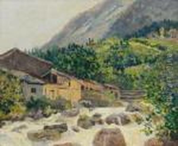 Le Village Au Bord Du Torrent, Bozel Oil Painting by Maxime Maufra
