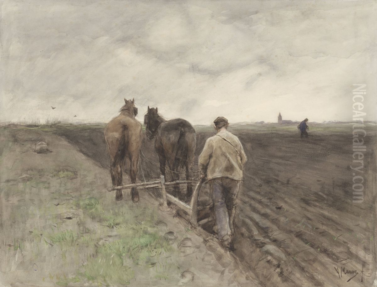 Ploegende Boer Oil Painting by Anton Mauve