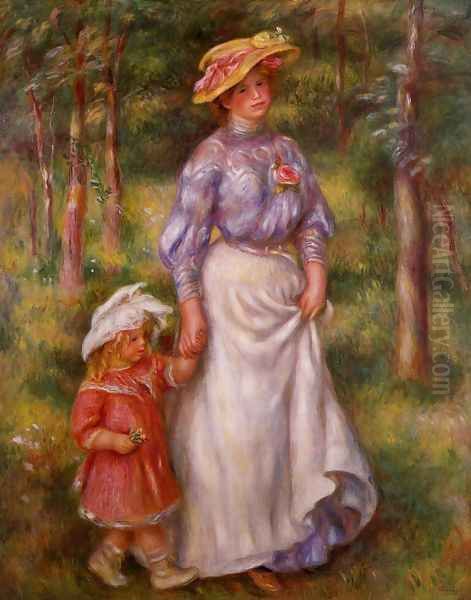 The Promenade Aka Julienne Dubanc And Adrienne Oil Painting by Pierre Auguste Renoir