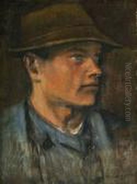 Chlapec V Klobuku Oil Painting by Laszlo Mednyanszky