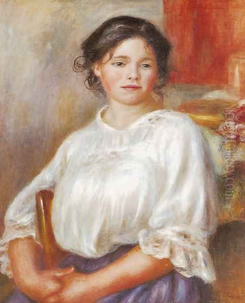 Young Girl, Seated Oil Painting by Pierre Auguste Renoir