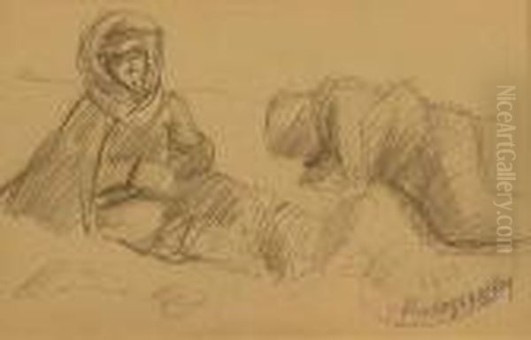 Katonak Oil Painting by Laszlo Mednyanszky