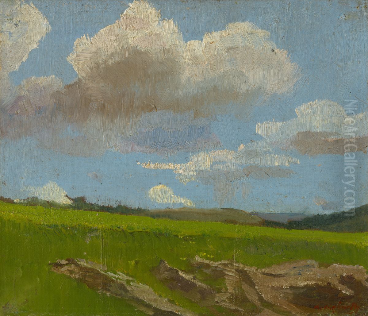 Landscape With Clouds Oil Painting by Laszlo Mednyanszky