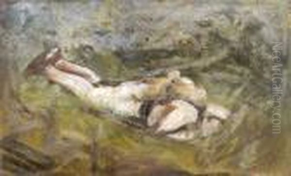 Katona Lesben Oil Painting by Laszlo Mednyanszky